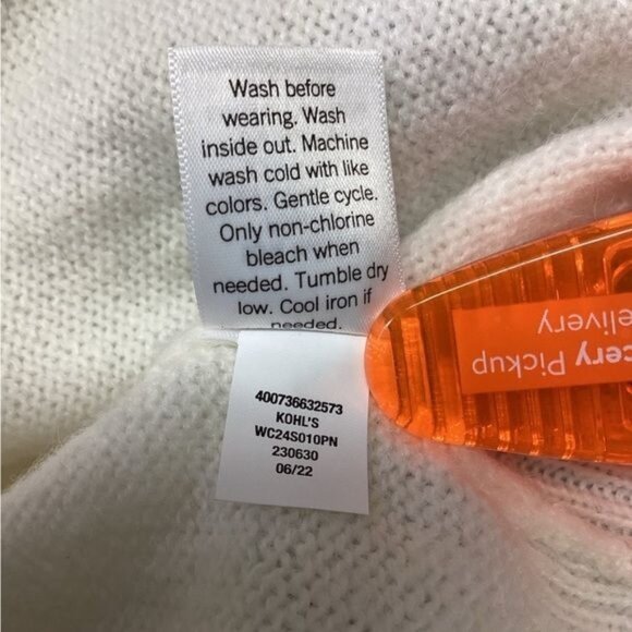 Croft & Barrow® Women’s Plus Puff-Sleeve Bobble Sweater, White, size 2X - Picture 8 of 8